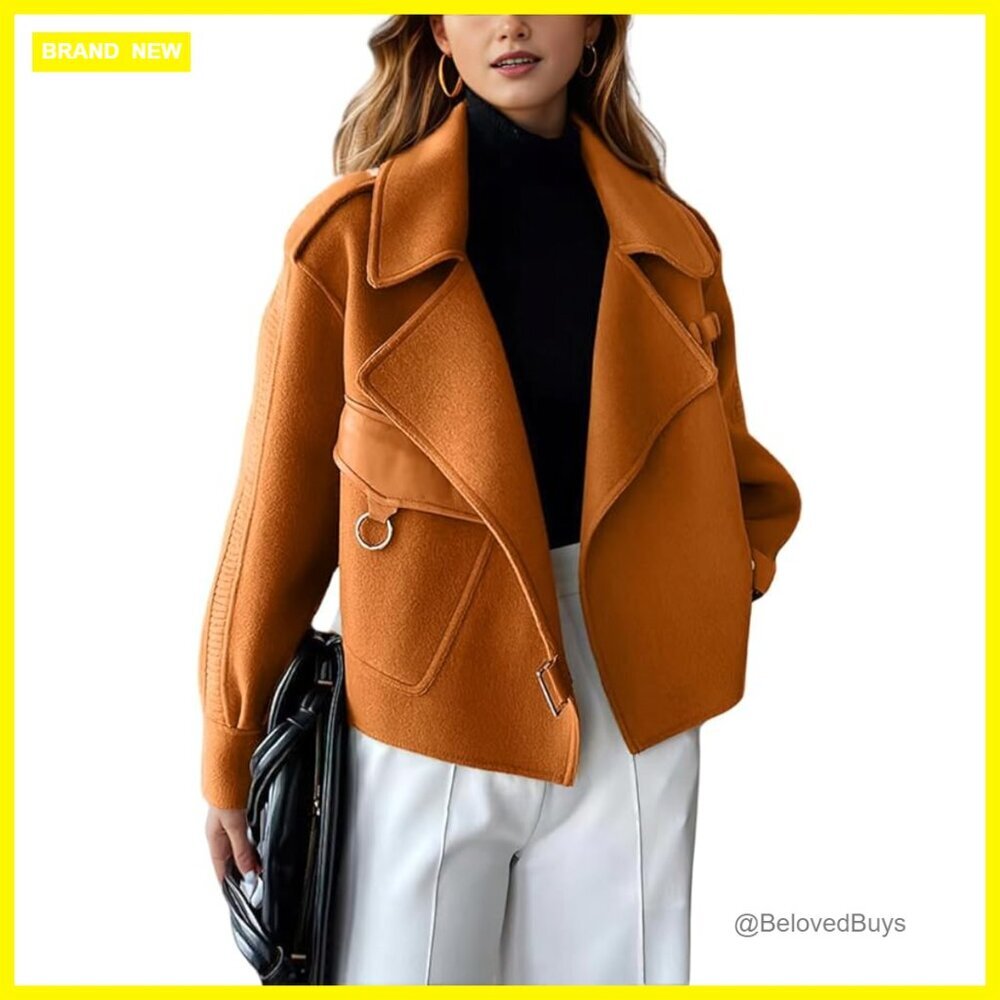Wool Blend Blazer Jacket Loose Fit Business Casual Trench Coat